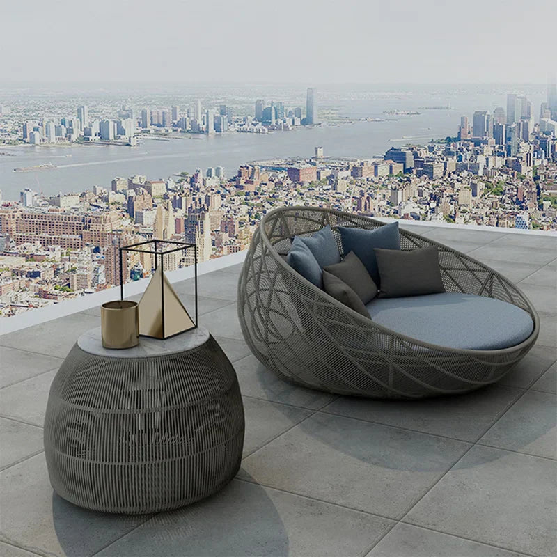 Perales Outdoor Poolside Sunbed With Cushion Daybed (GREY)