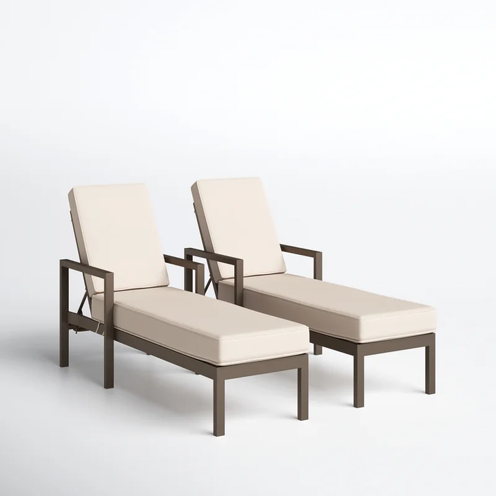 Aura Outdoor Swimming Poolside Lounger Set of 2 (Brown)