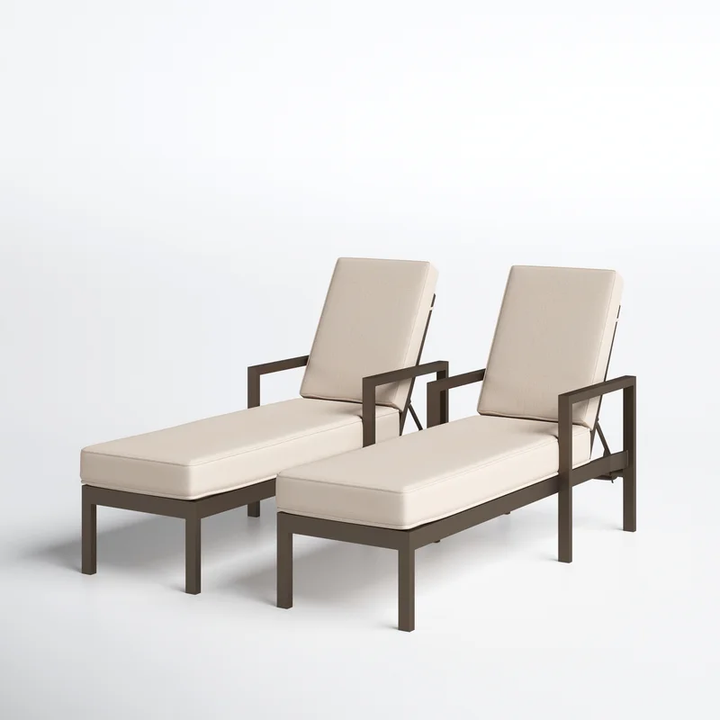 Aura Outdoor Swimming Poolside Lounger Set of 2 (Brown)