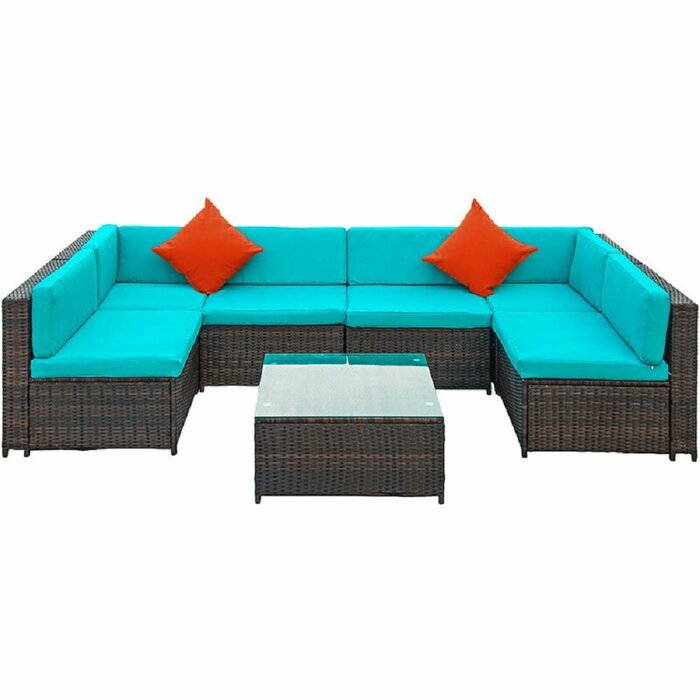 Callisto Outdoor Patio Sofa Set 6 seater and 1 Center Table (Brown)