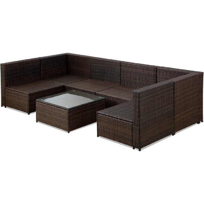 Callisto Outdoor Patio Sofa Set 6 seater and 1 Center Table (Brown)