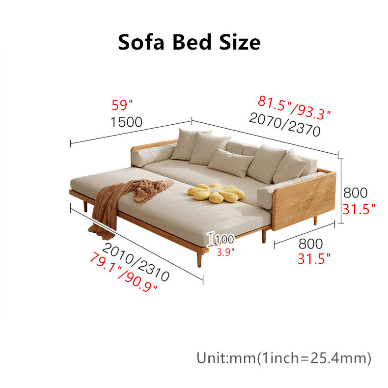 Japandi Solid Wood Frame Sofa Bed SOFA BED