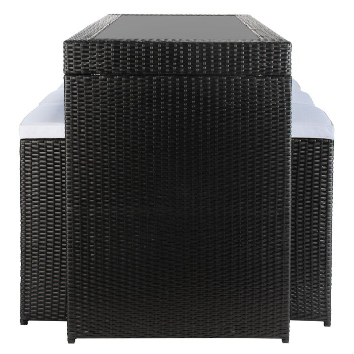 Ferdi Outdoor Patio Bar Sets 6 Stools and 1 Table (Black)