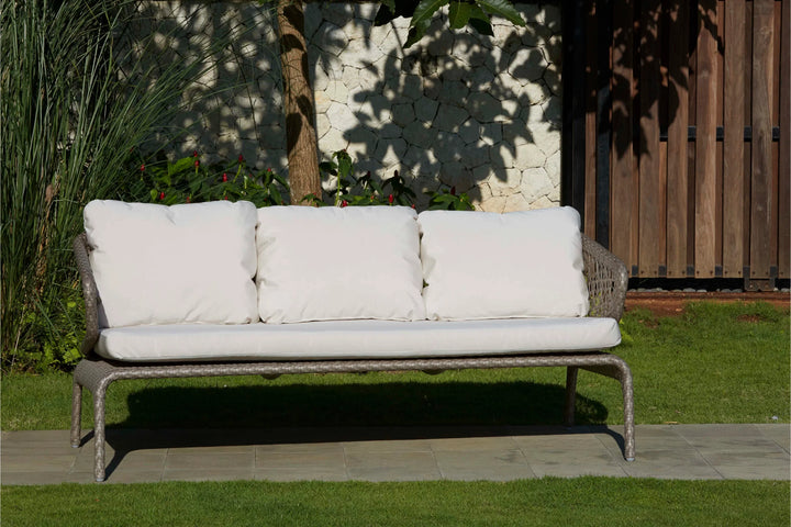 Bart Outdoor Garden Balcony Sofa Set  3 Seater , 2 Seater ,2 Single Seater and 1 Center Table With 1 Side Table and 1 Ottoman Set (Grey)