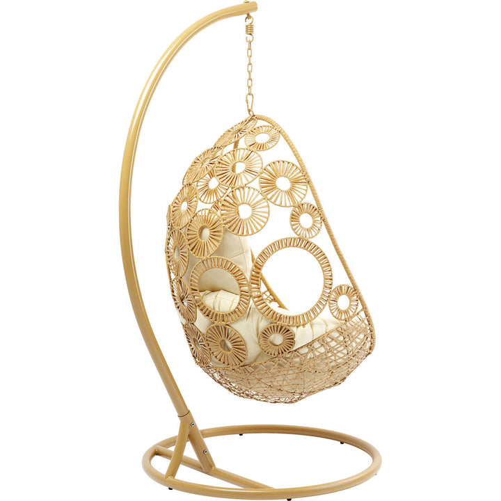 Ajax Single Seater Hanging Swing With Stand For Balcony , Garden (Khaki)