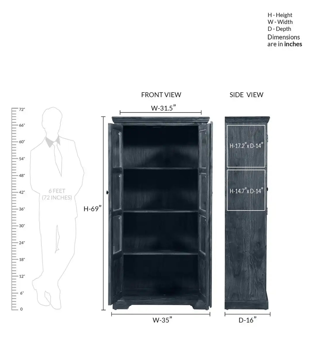 Alicia Solid Wood Bookshelf