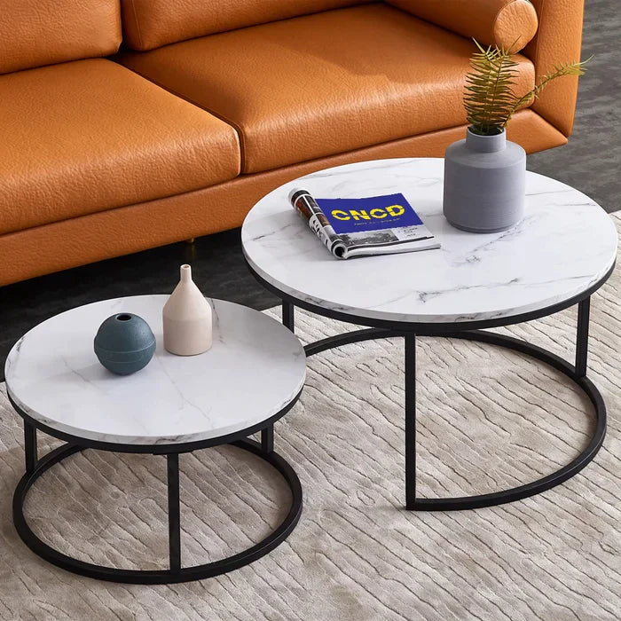 Elysian Round Marble Coffee Table Set Tables