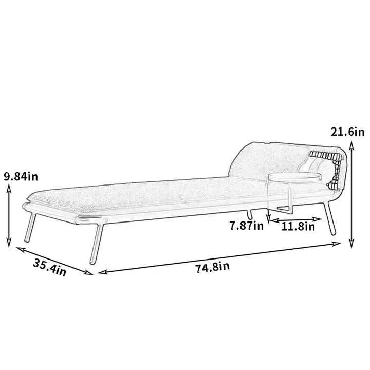 Lalo Outdoor Swimming Poolside Lounger (GREY) Braided & Rope