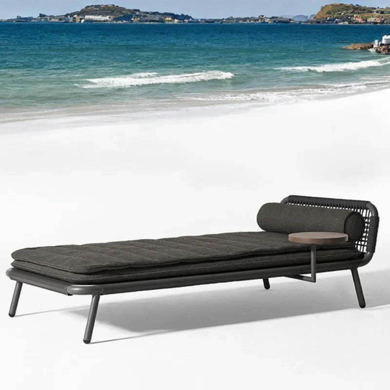 Lalo Outdoor Swimming Poolside Lounger (GREY) Braided & Rope