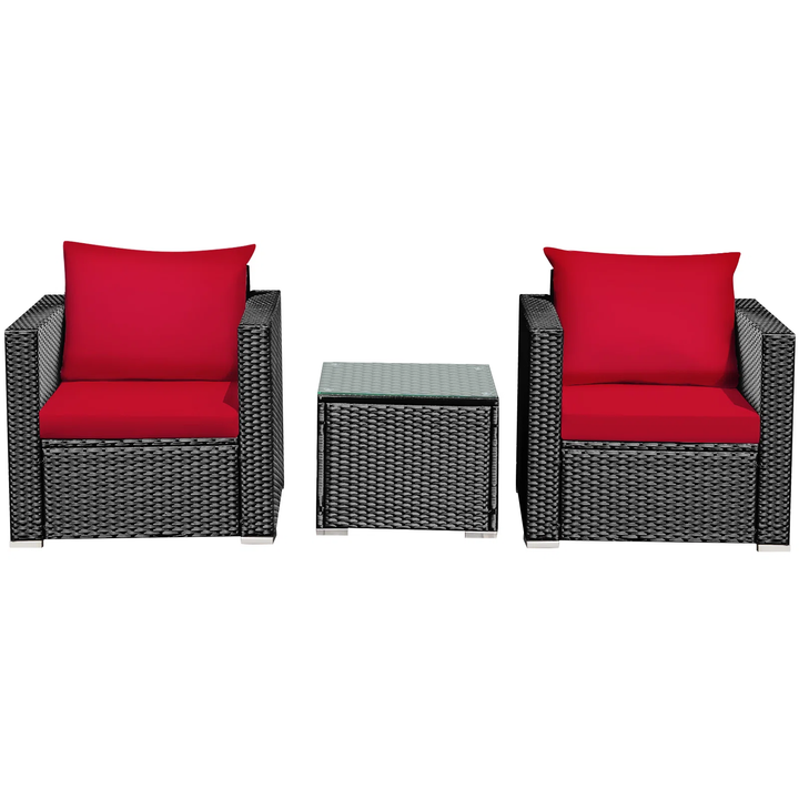 Monaldo Outdoor Sofa Set 2 Single seater and 1 Center Table (Black + Red)