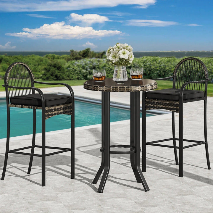 Chairio Outdoor Bar Sets 2 Chairs and 1 Table Patio Bar Set