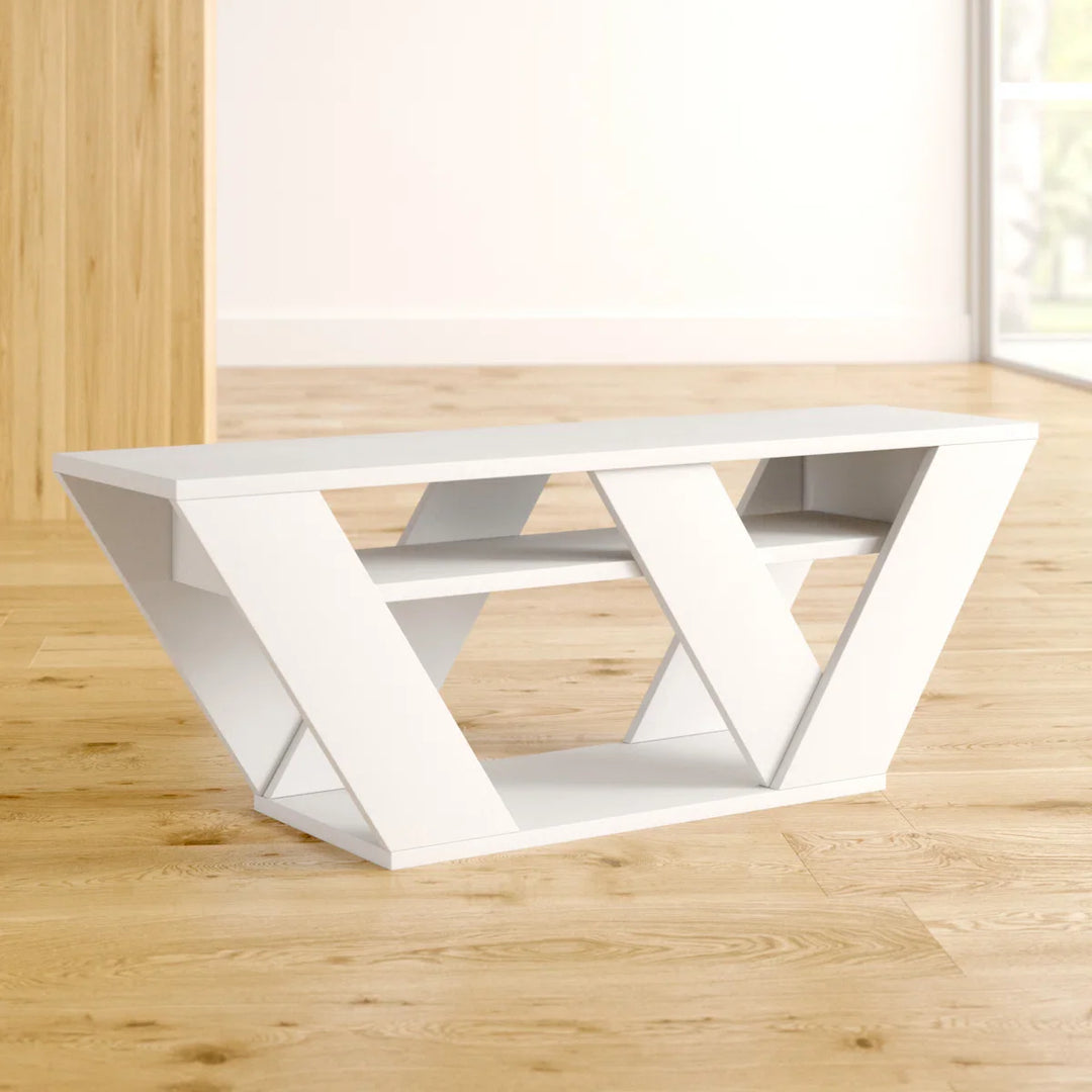 Omkarwood Kirstin 110 cm Modern V-Leg TV Unit – White