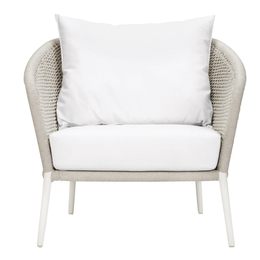 Aid Outdoor Patio Seating Set Single Chair and 1 Side Table Set (Grey) Braided & Rope