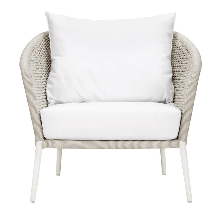 Aid Outdoor Patio Seating Set Single Chair and 1 Side Table Set (Grey) Braided & Rope