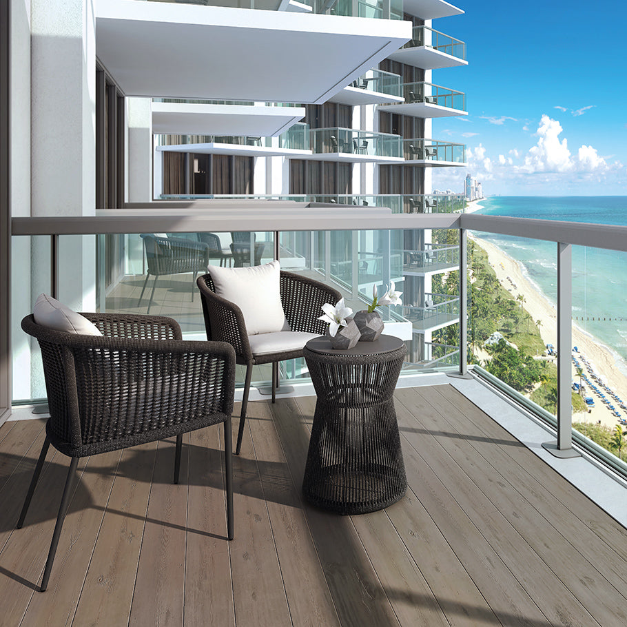 Pico Outdoor Patio Seating Set 2 Chairs and 1 Table Set (Black) Braided & Rope