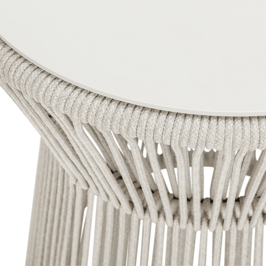 Aid Outdoor Patio Seating Set Single Chair and 1 Side Table Set (Grey) Braided & Rope