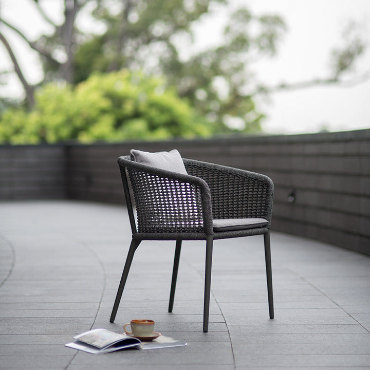 Pico Outdoor Patio Seating Set 2 Chairs and 1 Table Set (Black) Braided & Rope