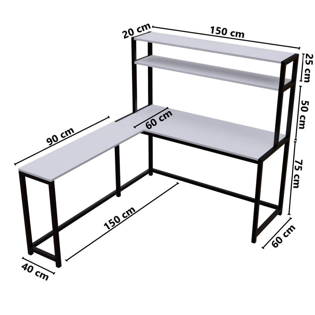 Hutch Corner Desk With Open Storage Design