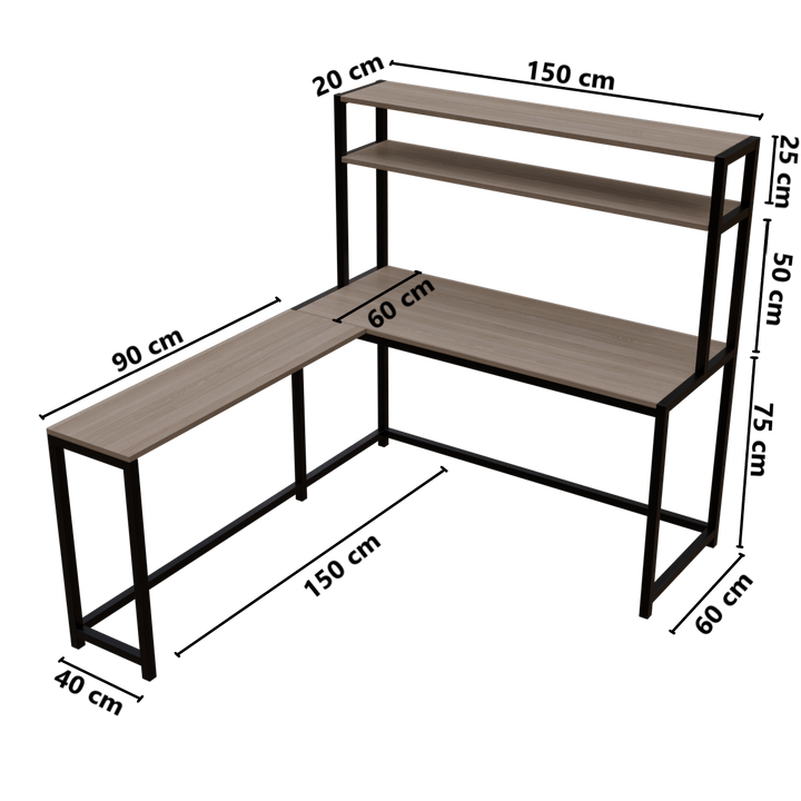 Hutch Corner Desk With Open Storage Design