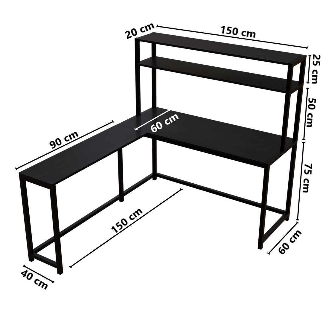 Hutch Corner Desk With Open Storage Design