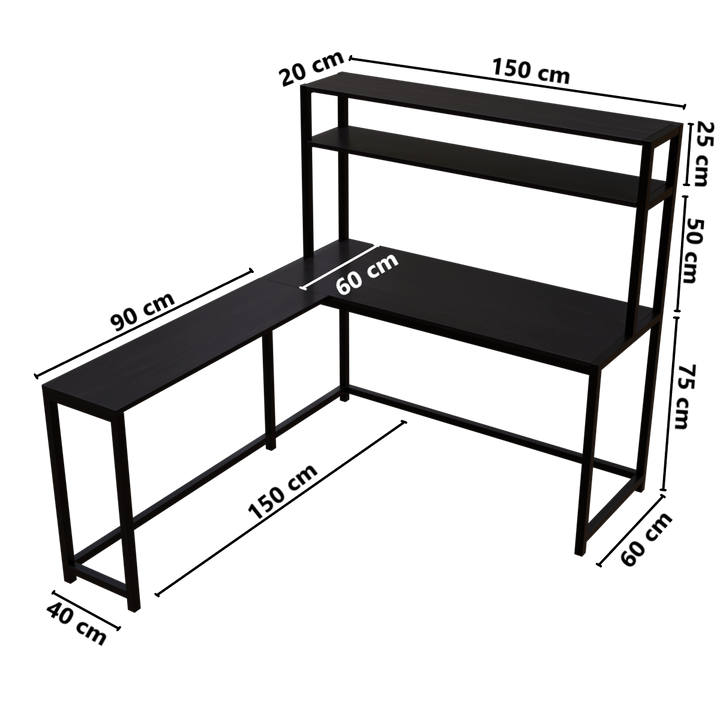 Hutch Corner Desk With Open Storage Design