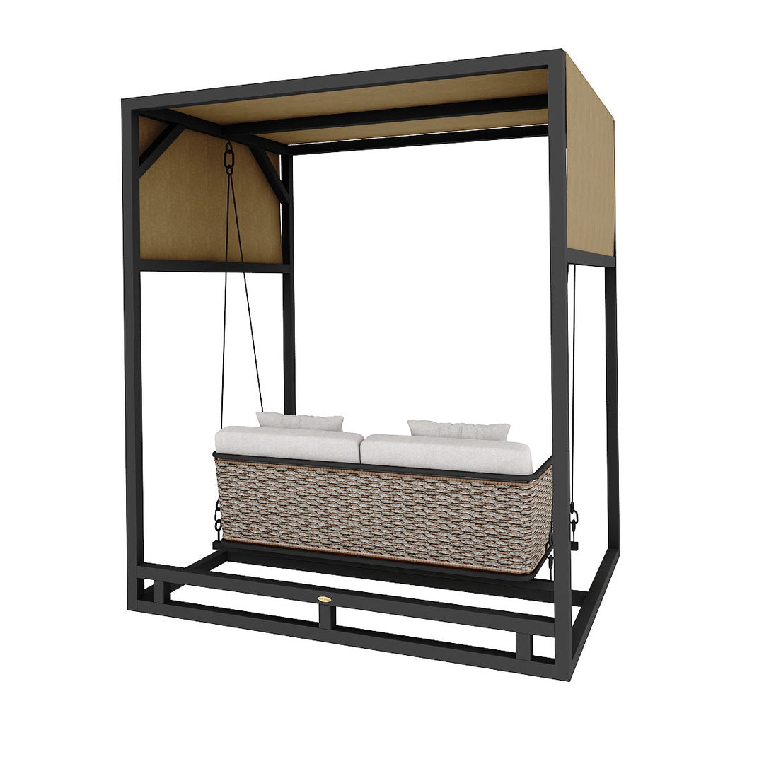 Betancur Double Seater Hanging Swing With Stand For Balcony, Garden Swing (Grey)