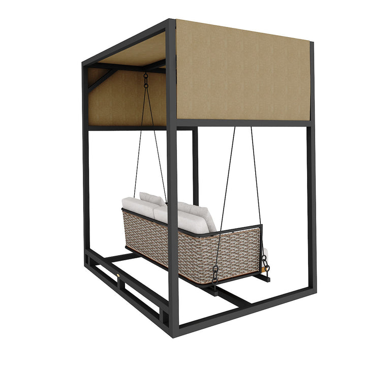 Betancur Double Seater Hanging Swing With Stand For Balcony, Garden Swing (Grey)