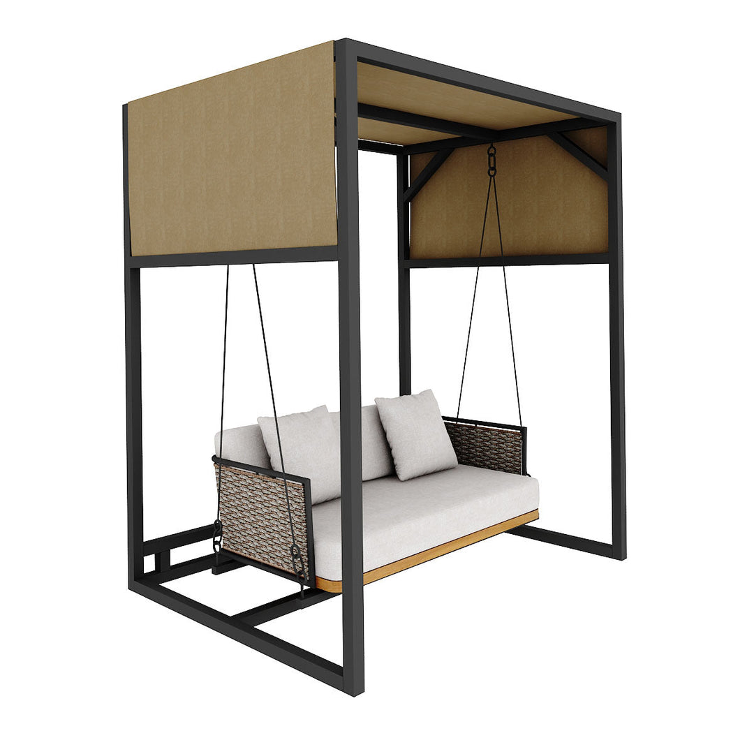 Betancur Double Seater Hanging Swing With Stand For Balcony, Garden Swing (Grey)