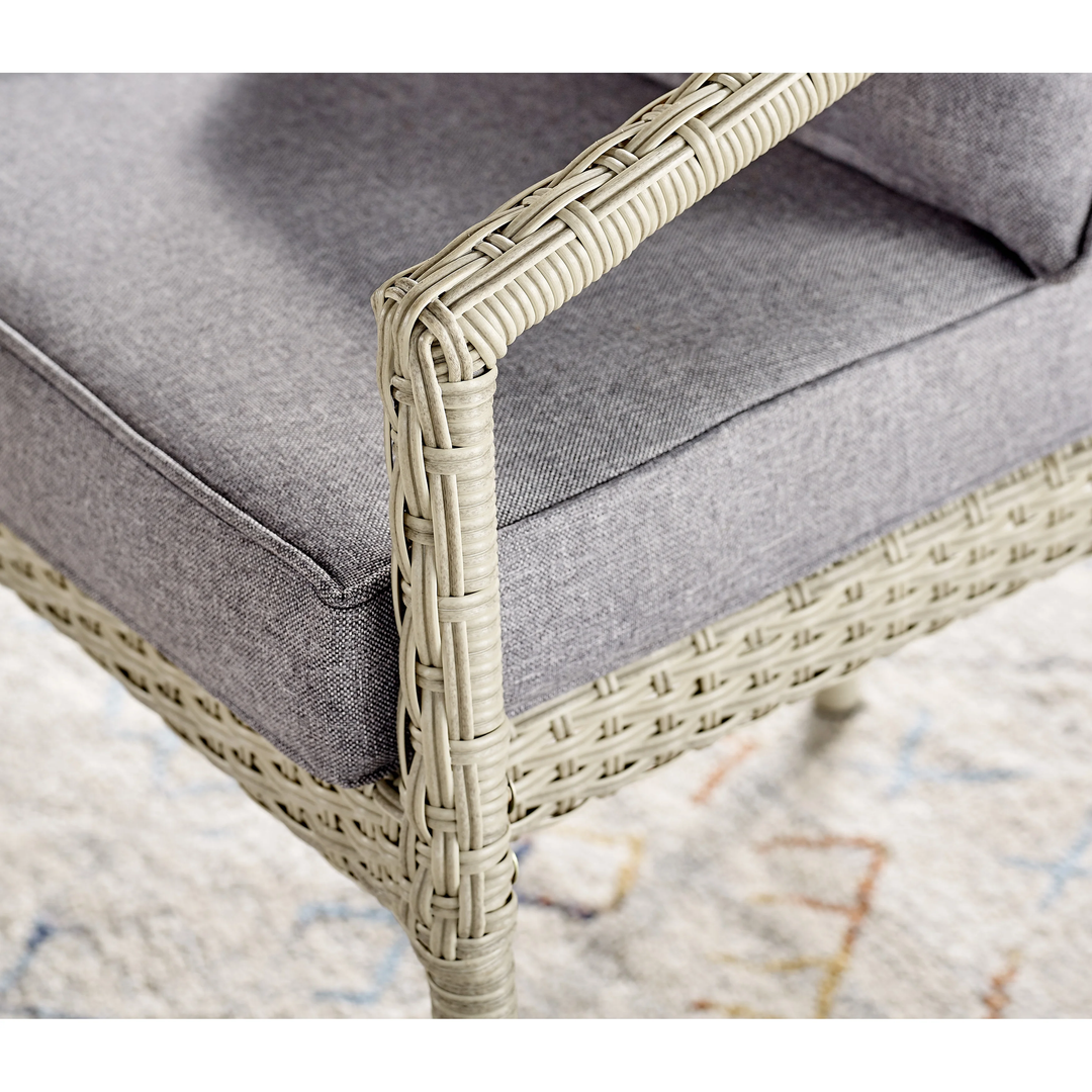 Coven Outdoor Garden Balcony Sofa Set 2 Seater, 2 Single seater and 1 Center Table Set (Cream)