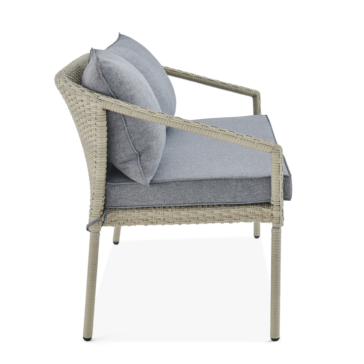 Coven Outdoor Garden Balcony Sofa Set 2 Seater, 2 Single seater and 1 Center Table Set (Cream)