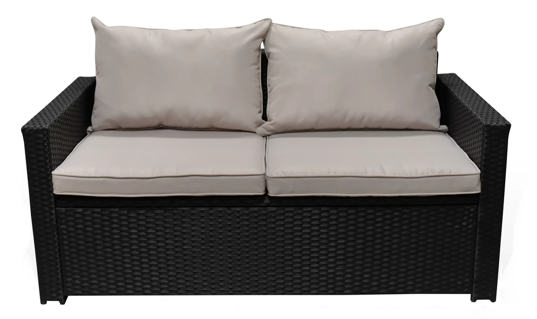 Girolamo Outdoor Sofa Set 2 Seater and 1 Center Table (Black + Beige)