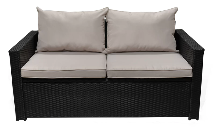 Girolamo Outdoor Sofa Set 2 Seater and 1 Center Table (Black + Beige)