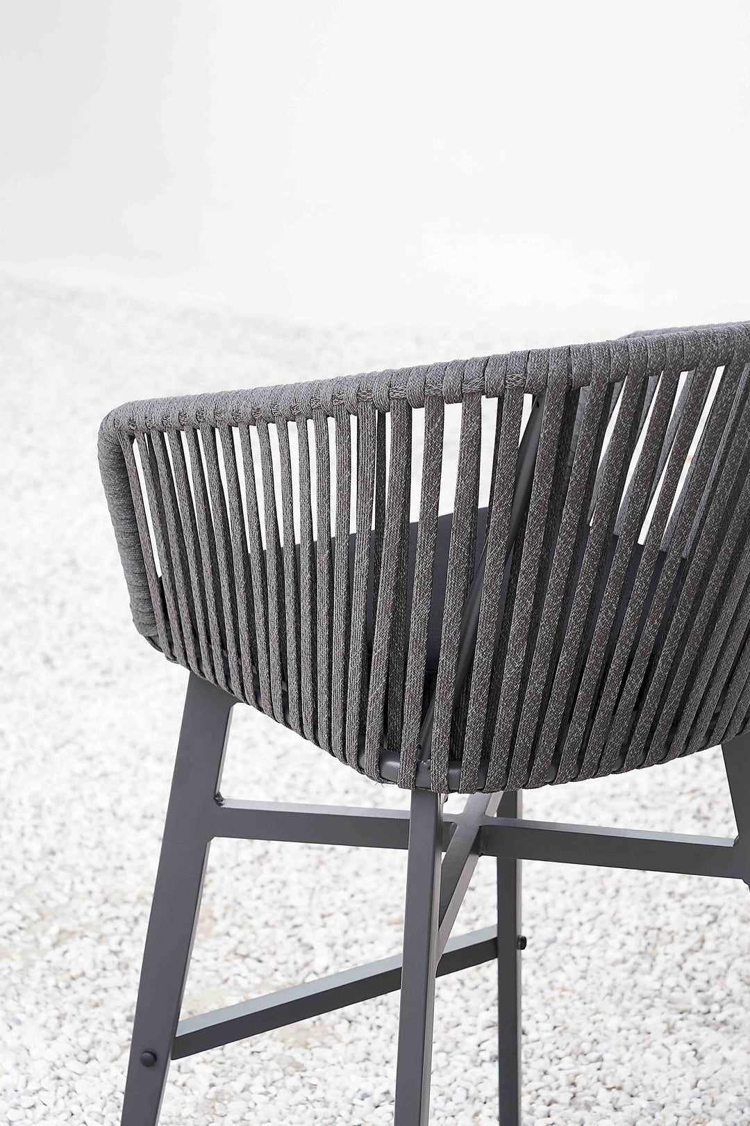 Esen Outdoor Patio Bar Chair 2 Chair For Balcony Braided & Rope (Dark Grey)