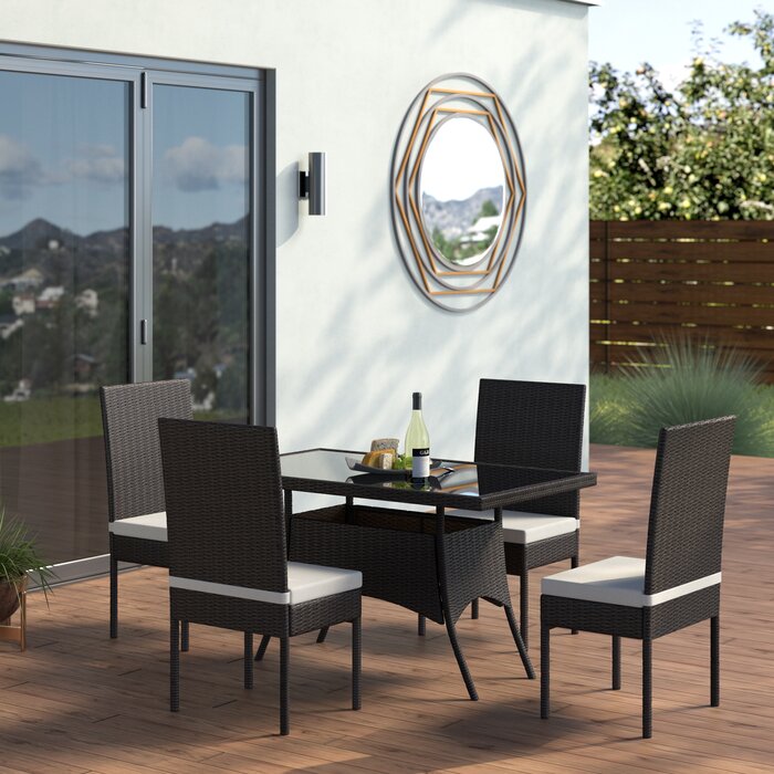 Bonucci Outdoor Patio Dining Set 4 Chairs and 1 Table (Dark Brown)