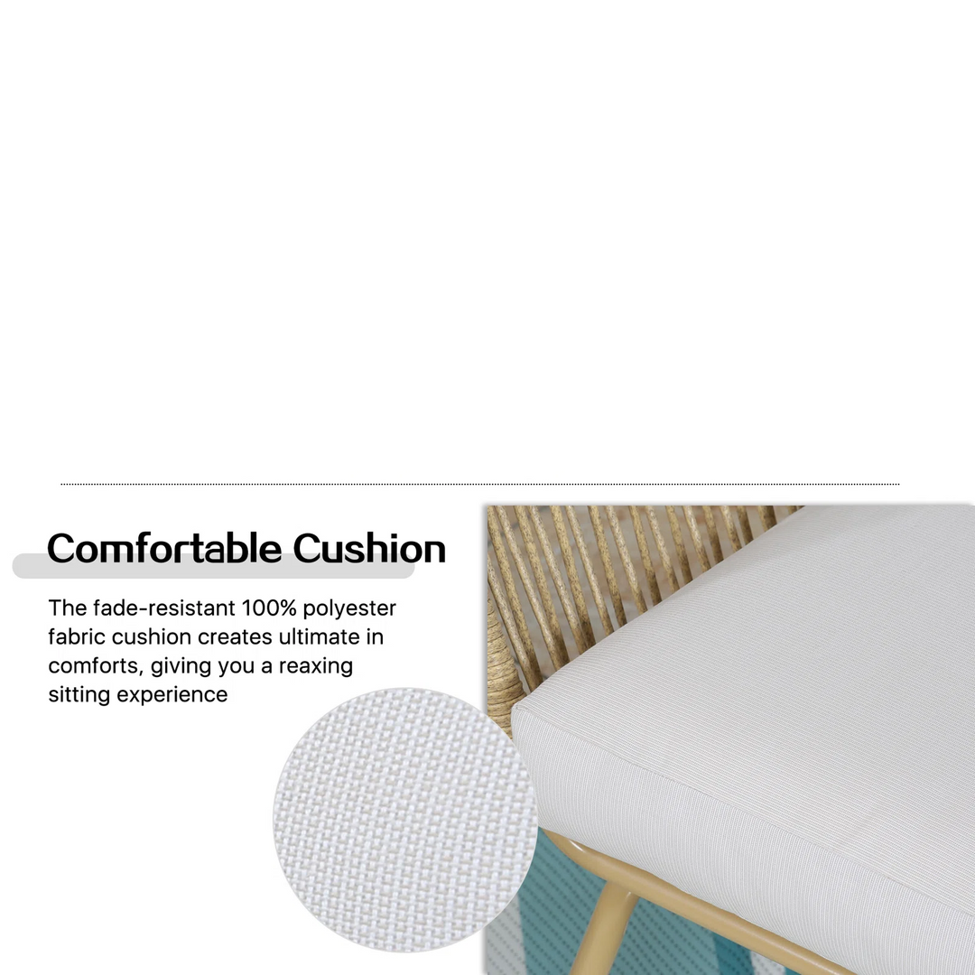 Row Outdoor Patio Seating Set 2 Chairs and 1 Table Set (Khaki)