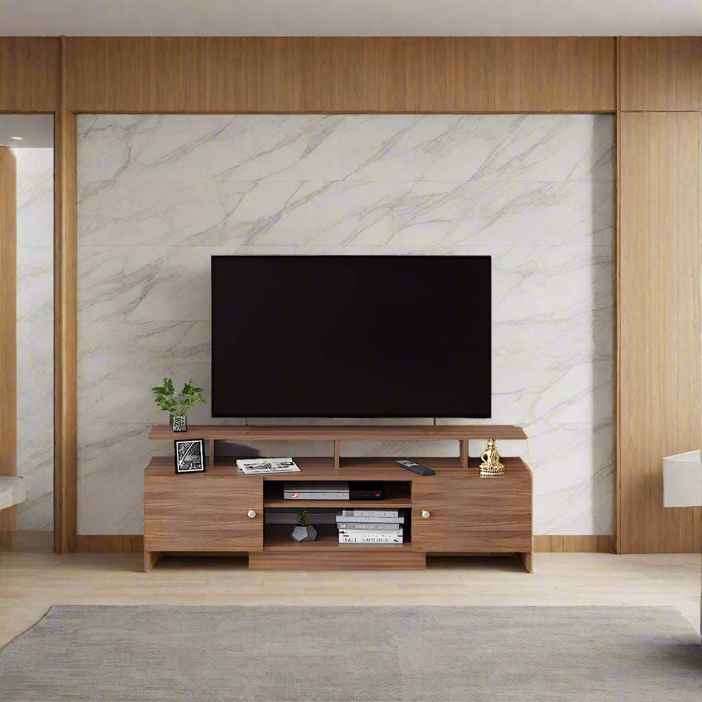 Gia Modern TV Unit with Storage - Exotic Teak