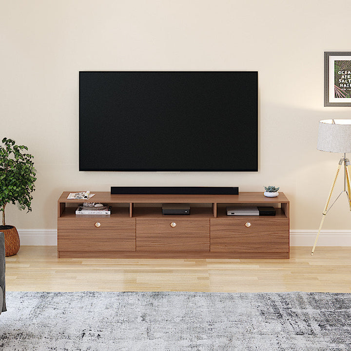 Kiara Modern TV Stand & Showcase for 65 Inch TVs - Exotic Teak