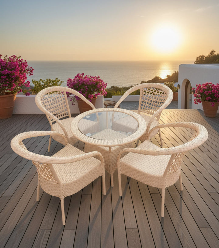 Lion Outdoor Patio Seating Set 4 Chairs and 1 Table Set