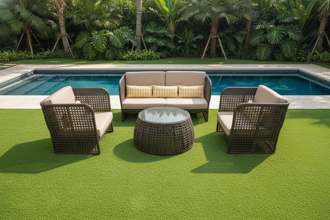 Lombardi Outdoor Sofa Set 2 Seater , 2 Single seater and 1 Center Table (Brown)