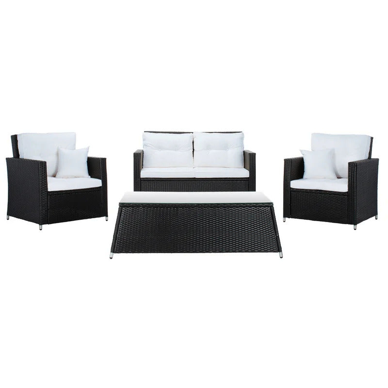 Moreau Outdoor Sofa Set 2 Seater, 2 Single seater and 1 Center Table (Black + White)