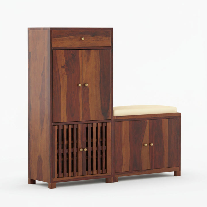 Luciana Sheesham Wood Shoe rack with seating