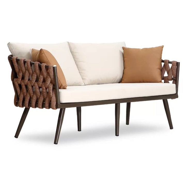 tya Kisele Outdoor Sofa Set 2 Seater, 2 Single seater and 1 Center Table (Brown) Braided & Rope