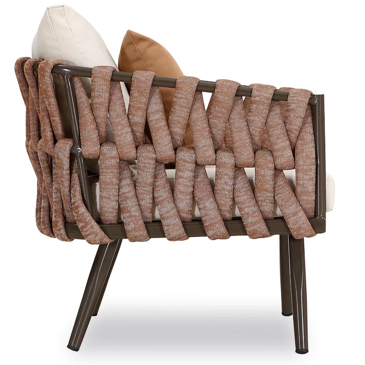 tya Kisele Outdoor Sofa Set 2 Seater, 2 Single seater and 1 Center Table (Brown) Braided & Rope