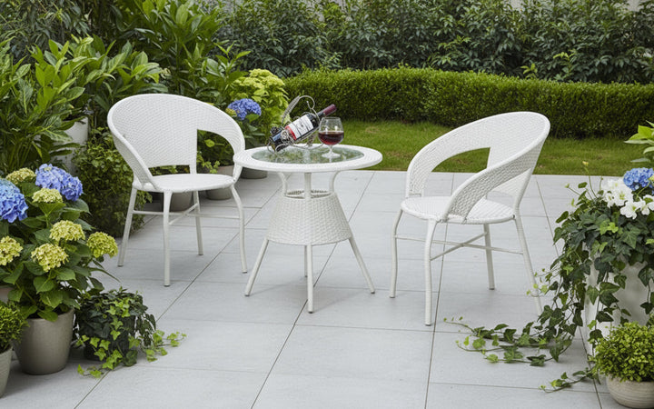 Luv Outdoor Patio Seating Set 2 Chairs and 1 Table Set (White)