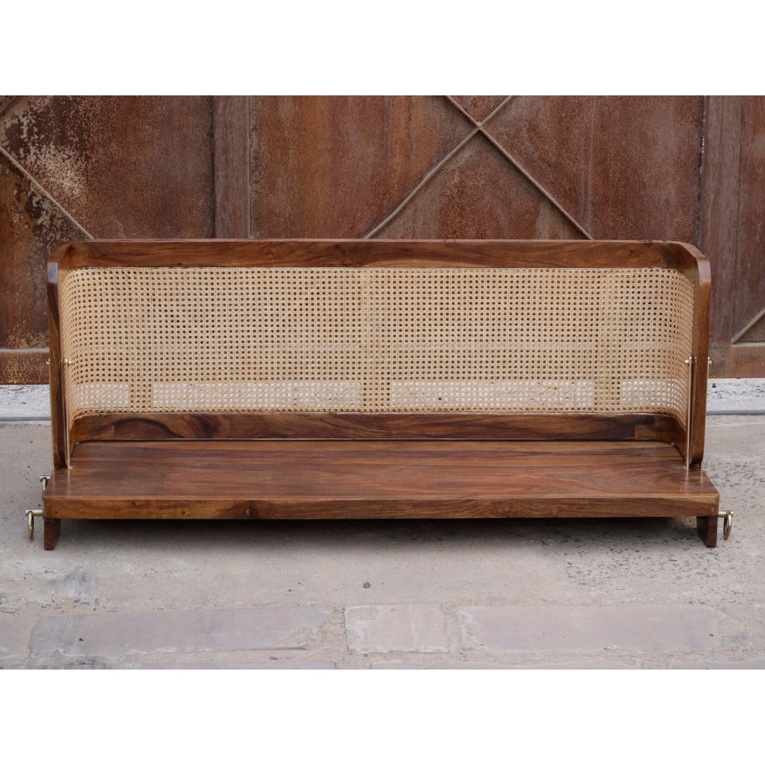 Meera Vintage Farmhouse Finished Handmade Wooden Cane Back Swing