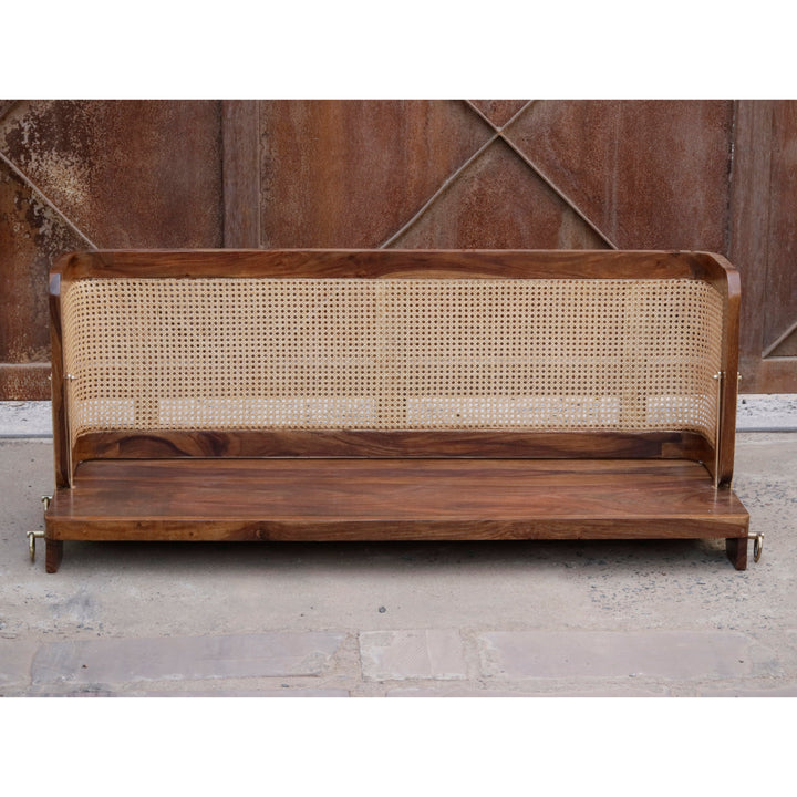 Meera Vintage Farmhouse Finished Handmade Wooden Cane Back Swing