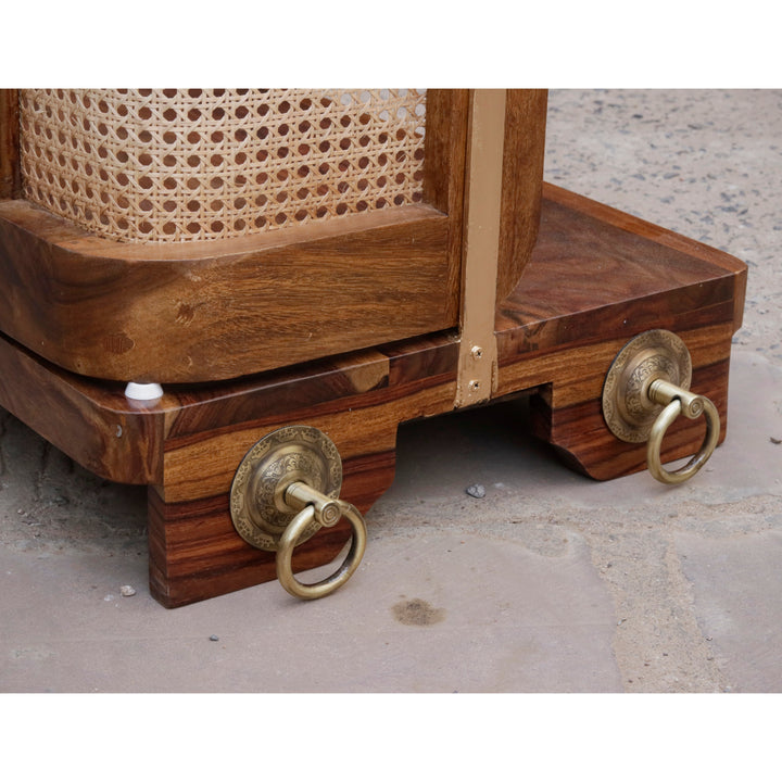 Meera Vintage Farmhouse Finished Handmade Wooden Cane Back Swing