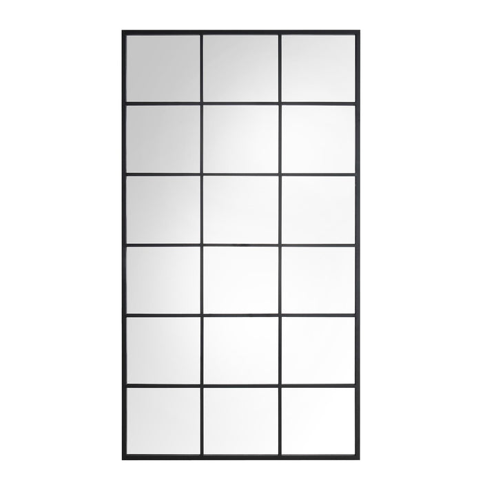 Chardwell Full Length Industrial Metal Window Mirror 180 x 100 cm Black Mirrors