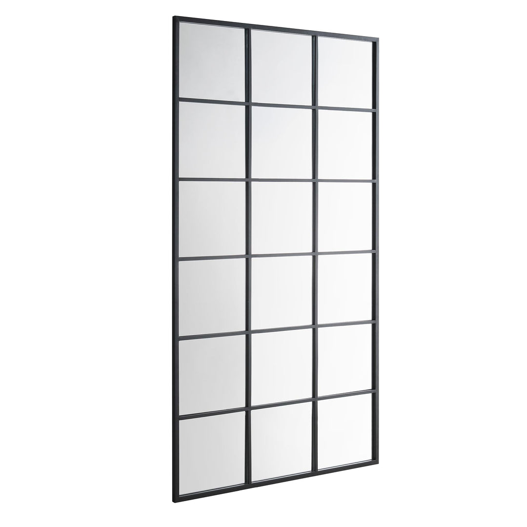 Chardwell Full Length Industrial Metal Window Mirror 180 x 100 cm Black Mirrors