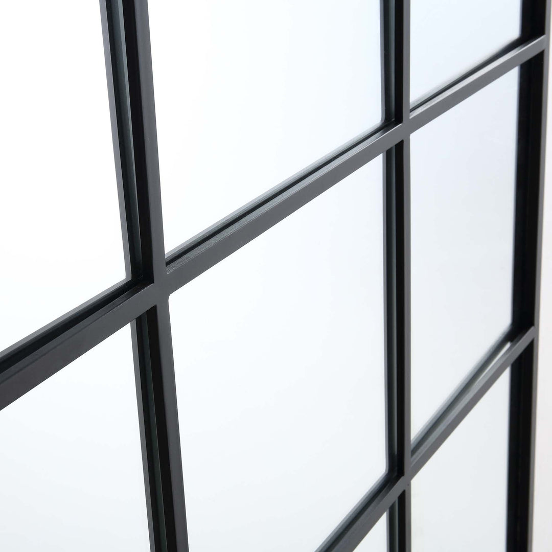 Chardwell Full Length Industrial Metal Window Mirror 180 x 100 cm Black Mirrors